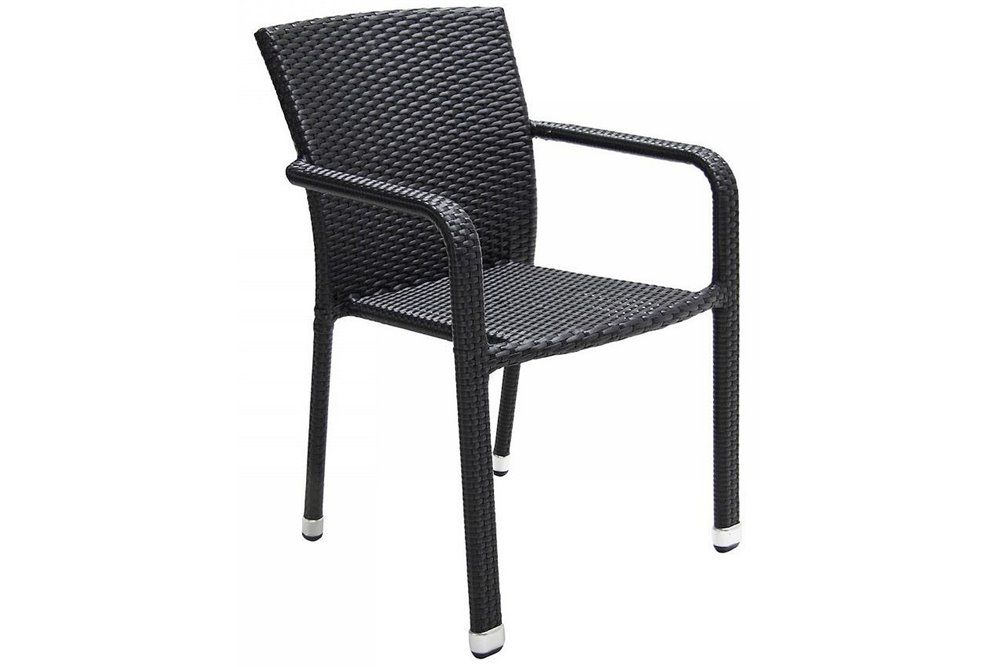 Carlos kültéri rakásolható alumínium szék karfával fekete