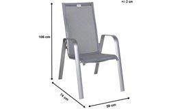 Acatop magastámlás alumínium szék platina-szürke csíkos